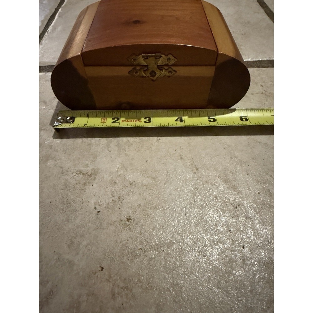 Vtg MidCentury Cedar Rounded Hinged Trinket/keepsake /Jewelry Box Dated 1951